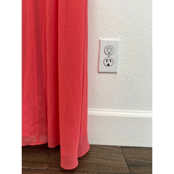 BCBG Pink Chiffon Halter Maxi Dress Womens Medium Event Wedding Coquette Ruffled - Picture 16 of 16